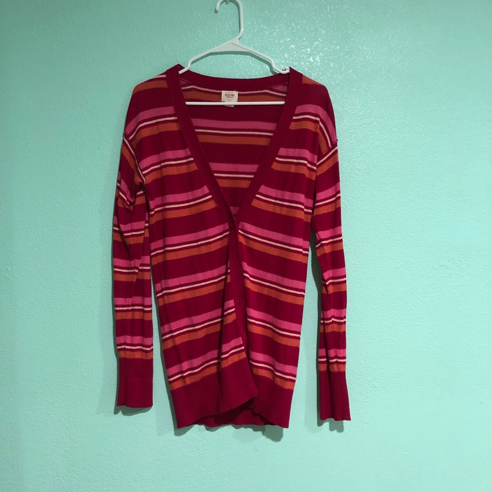 Mossimo Pink and Orange Striped Cardigan